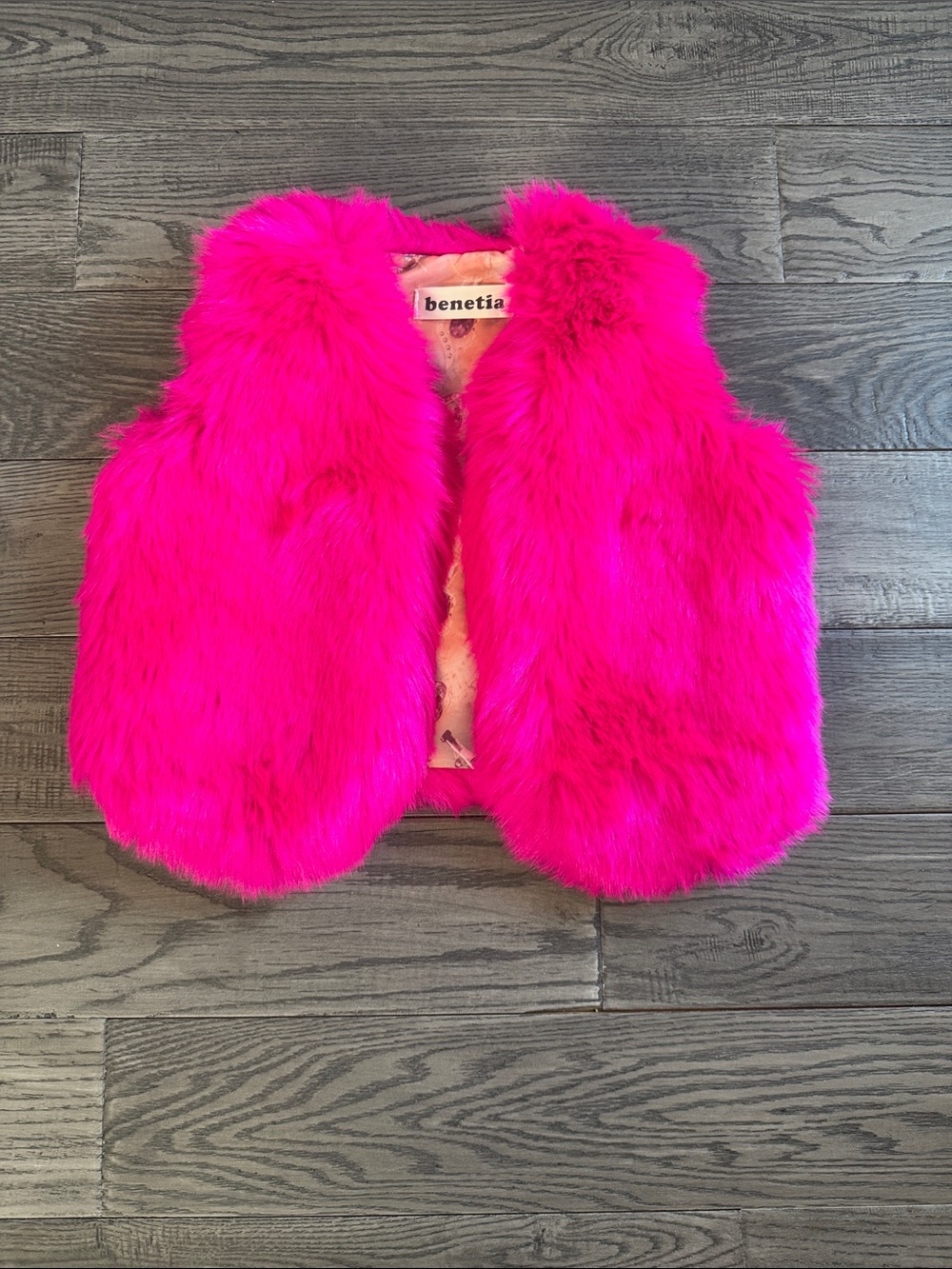 benetia Hot Pink Faux Fur Vest